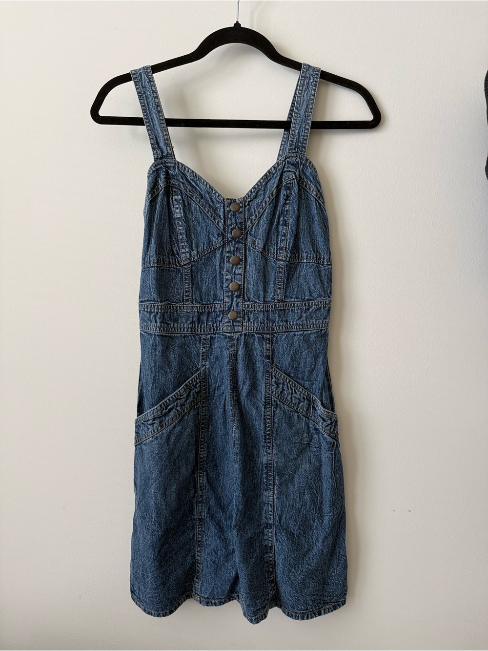 Blue Denim Dress - Sleeveless Button Front